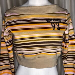 BDG Urban Outfitters Striped Off Shoulder Cropped Sweater